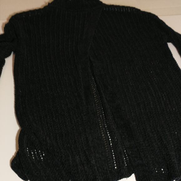 Elie Tahari Open Knit Sweater Women's Sz XS Black Sheer Spilt  Back Pullover Top - Picture 10 of 15